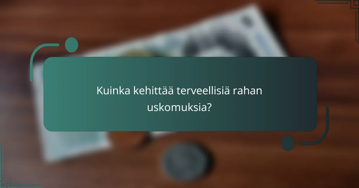 Kuinka kehittää terveellisiä rahan uskomuksia?